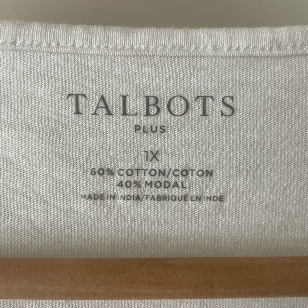 Talbots White Short Sleeve Tee Cotton/Modal Slub Knit Stitched Neckline Size 1X - Picture 3 of 12